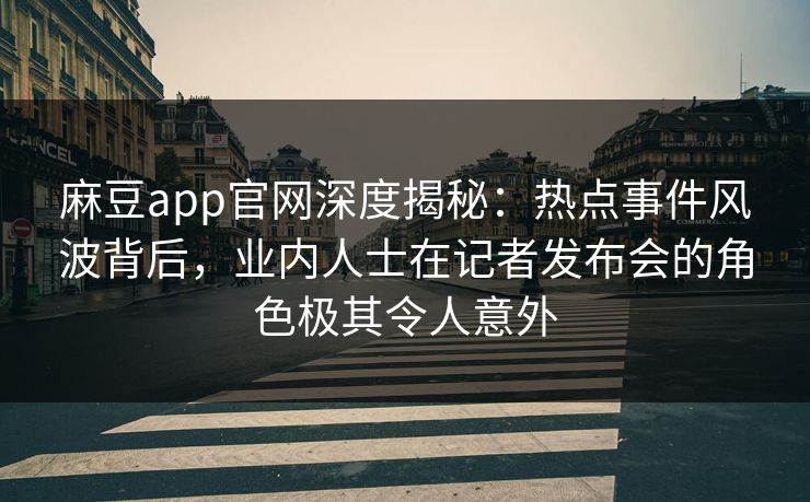麻豆app官网深度揭秘：热点事件风波背后，业内人士在记者发布会的角色极其令人意外