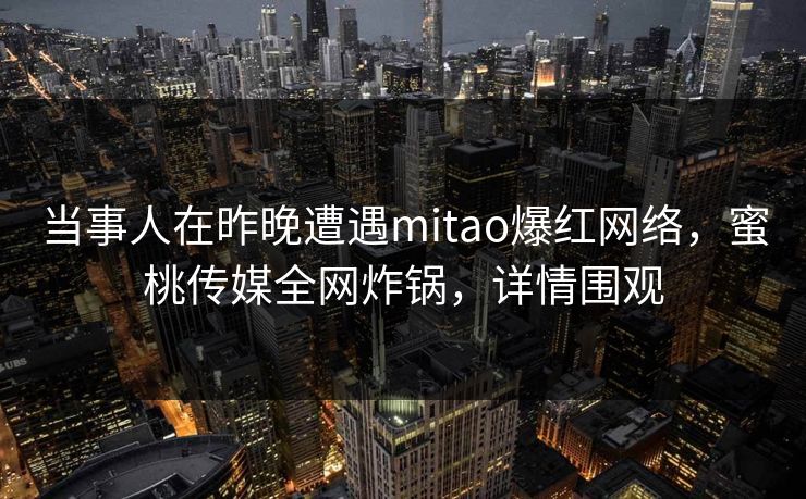 当事人在昨晚遭遇mitao爆红网络，蜜桃传媒全网炸锅，详情围观