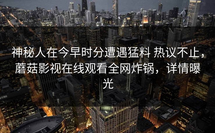 神秘人在今早时分遭遇猛料 热议不止，蘑菇影视在线观看全网炸锅，详情曝光