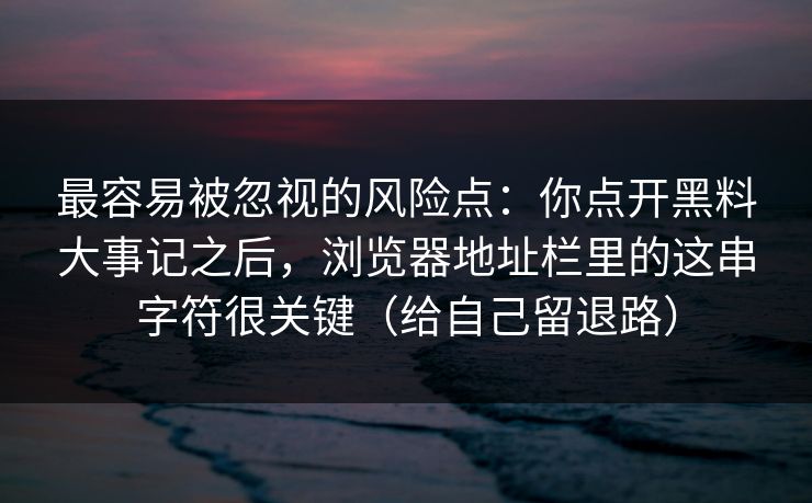 最容易被忽视的风险点：你点开黑料大事记之后，浏览器地址栏里的这串字符很关键（给自己留退路）