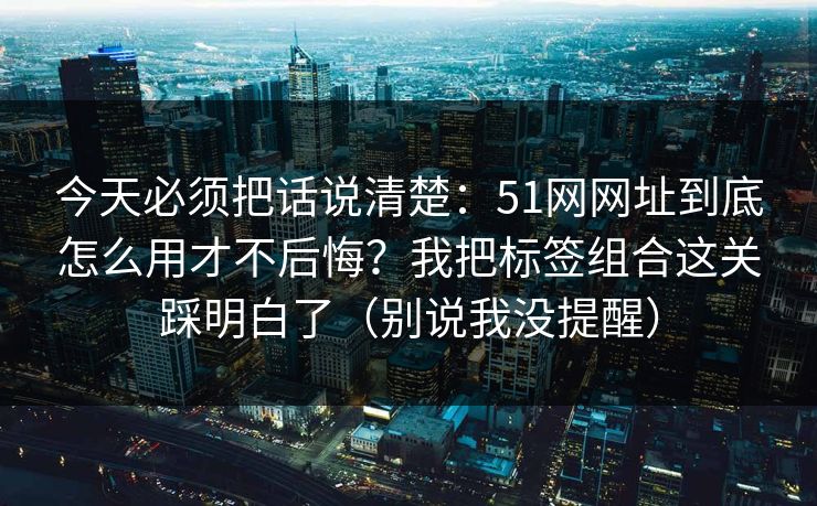 今天必须把话说清楚：51网网址到底怎么用才不后悔？我把标签组合这关踩明白了（别说我没提醒）